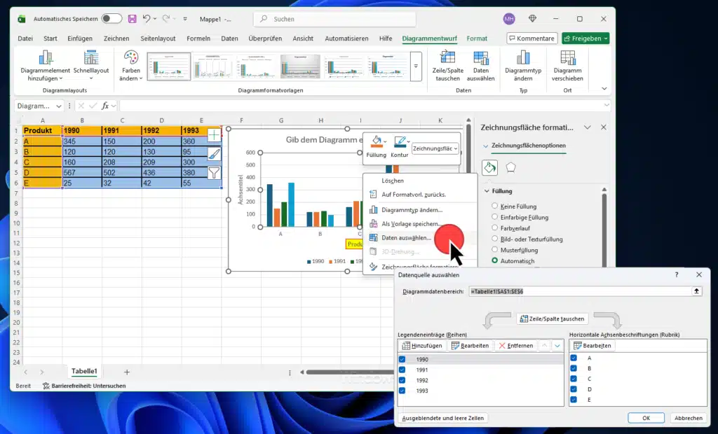 Excel Diagrammdatenbereich