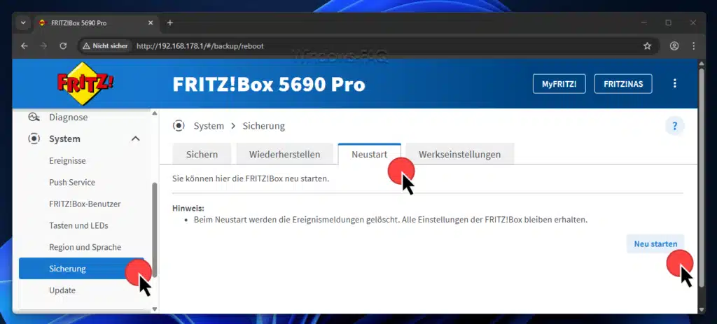 FritzBox Neustart