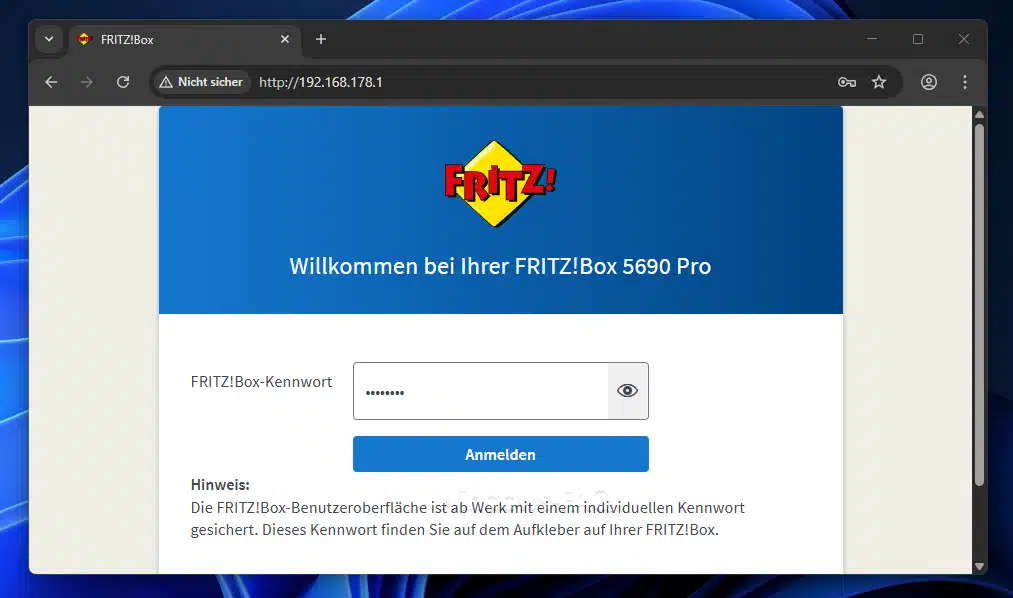 Fritzbox Anmeldung