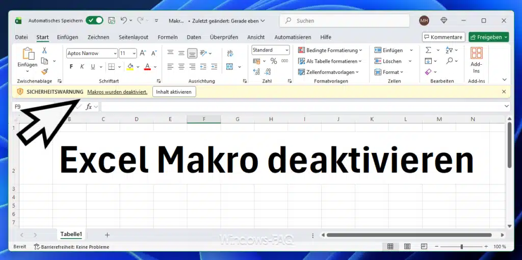 Excel Makros wurden deaktiviert