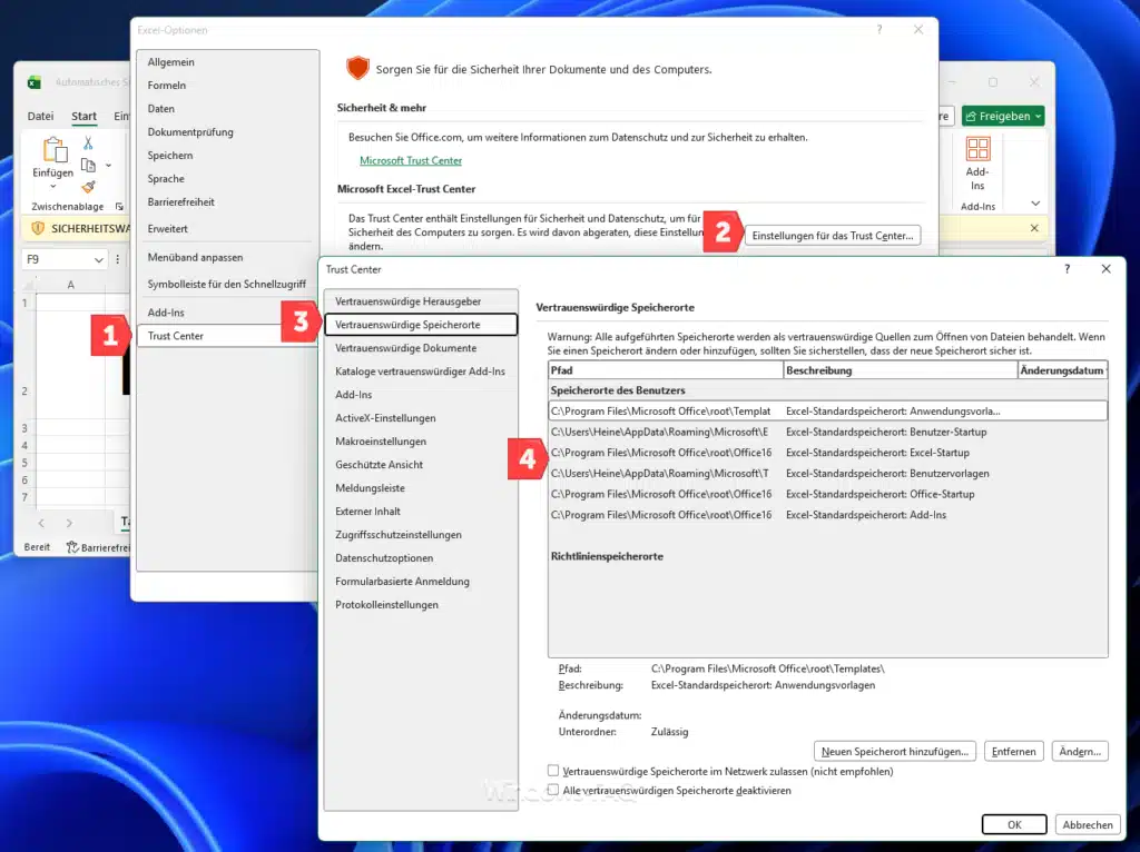 Excel Vertrauenswürdige Speicherorte