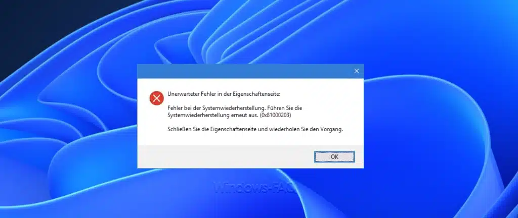 Fehler Systemwiederherstellung 0x81000203
