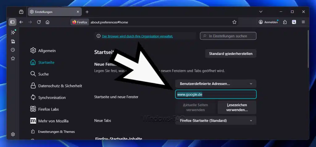 Firefox Startseite Google