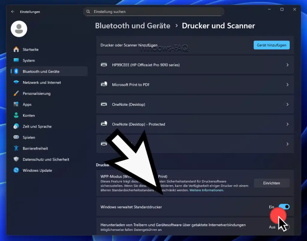 Standarddrucker festlegen - Windows verwaltet Standarddrucker