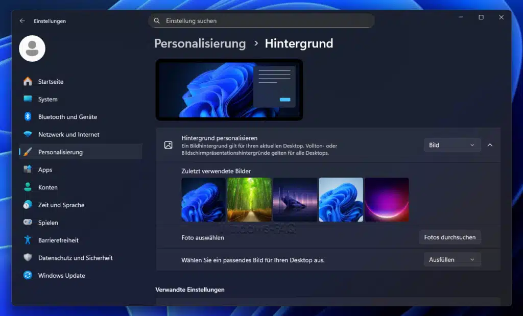 Windows GUI Hintergrundbild