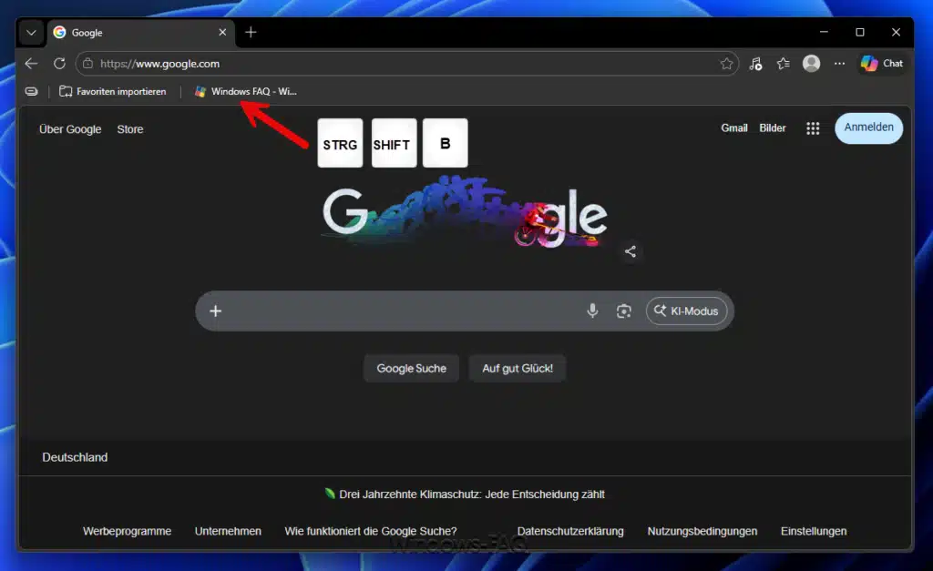 Favoritenleiste anzeigen Edge