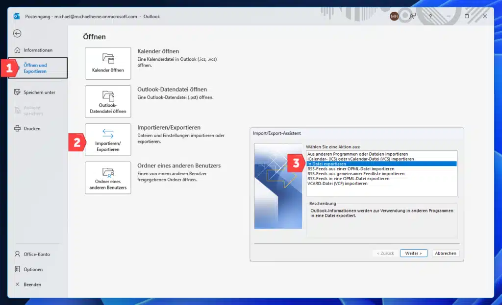 Outlook Kontakte exportieren