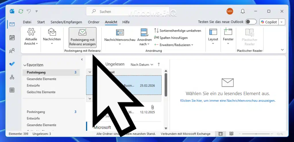 Posteingang mit Relevanz anzeigen