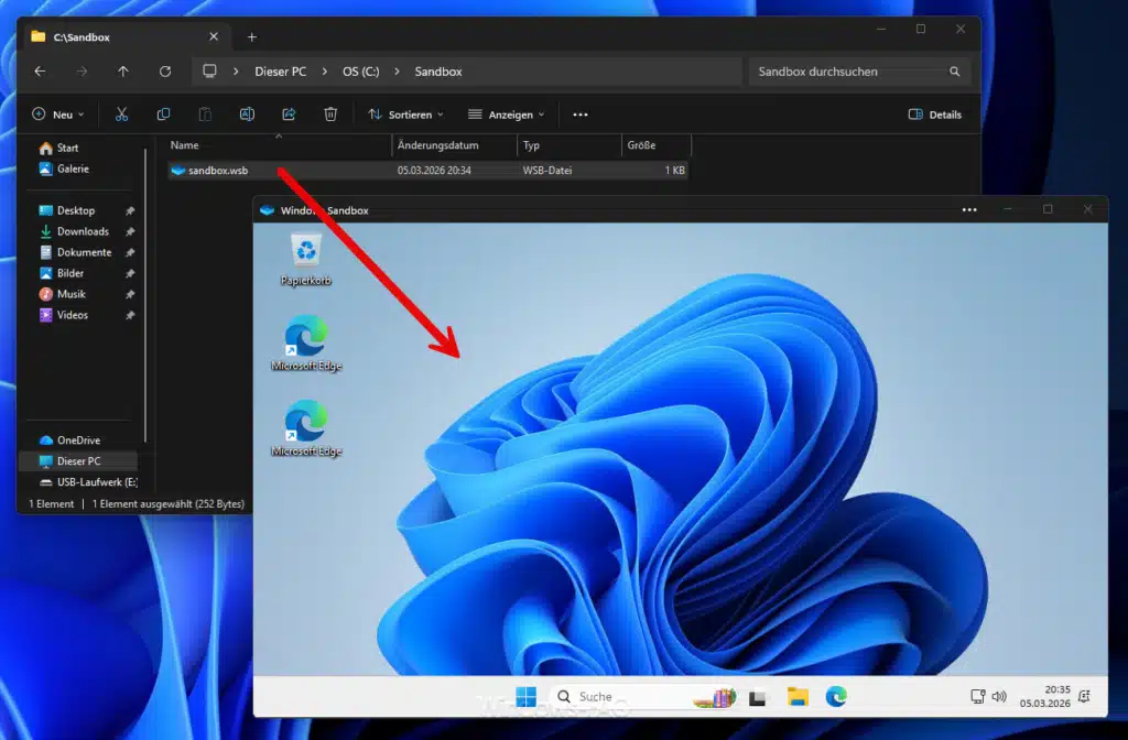 Sandbox per WSB Datei gestartet