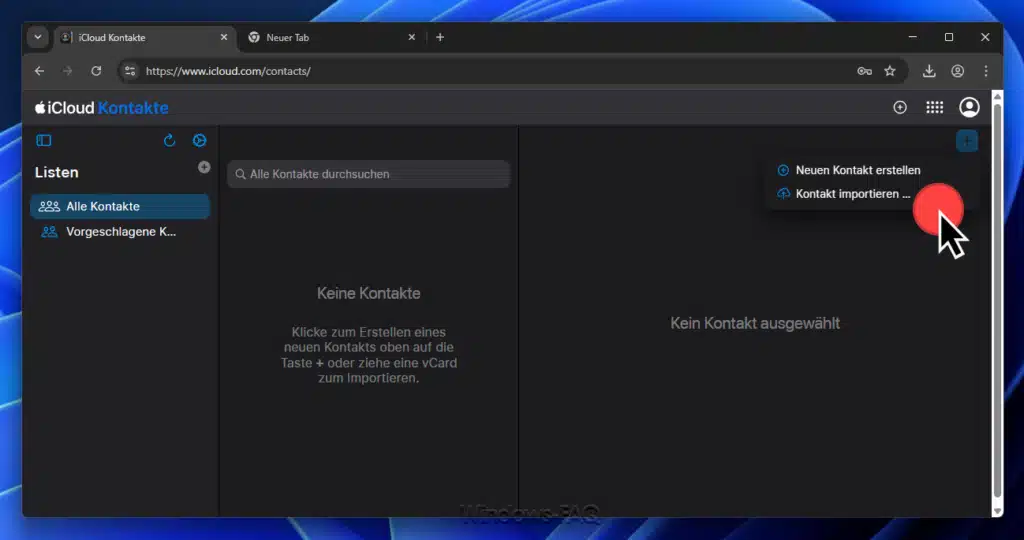 iCloud Kontakte importieren