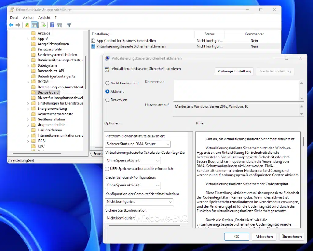 Virtualisierungsbasierte Sicherheit aktivieren