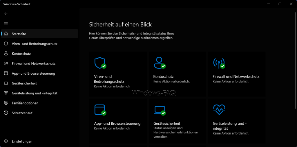 Windows-Sicherheit Sicherheit auf einen Blick