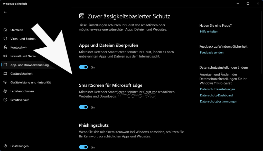 Windows Sicherheit SmartScreen für Microsoft Edge
