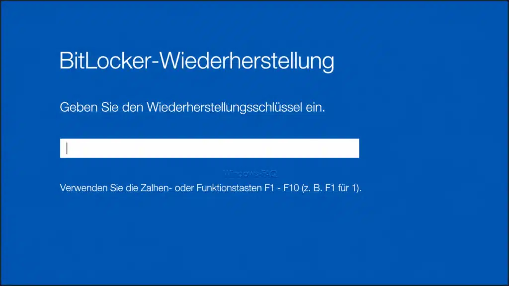 Bitlocker Wiederherstellungsschlüssel eingeben