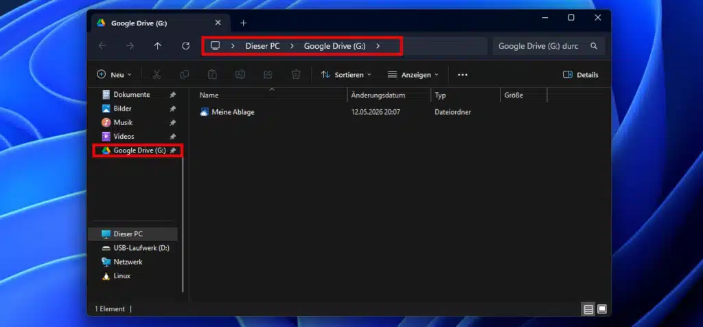 Google Drive im Windows Explorer