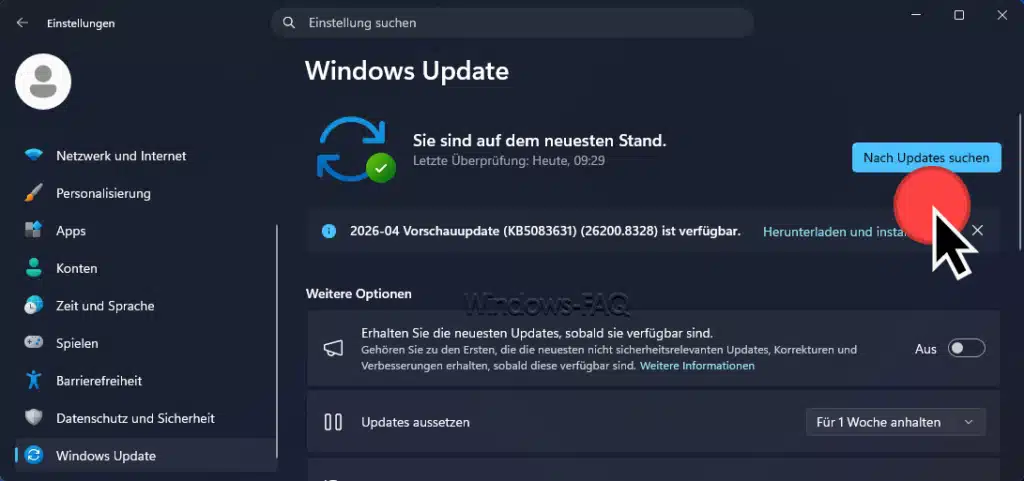 Nach Windows Updates suchen