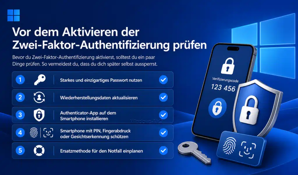 Was Du vor der Einrichtung einer Zwei-Faktor-Authentifizierung überprüfen solltest