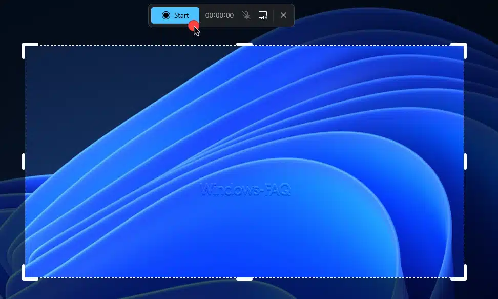 Bildschirm-Video Ausschnitt wählen mit Snipping Tool auf Videoaufnahme starten