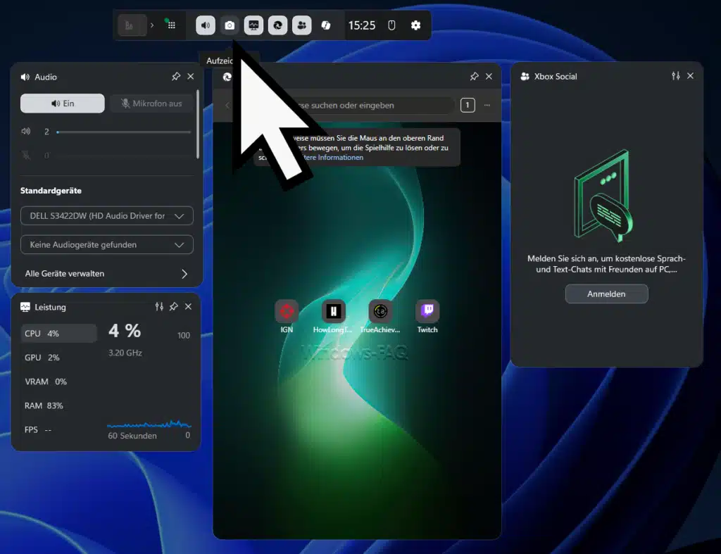 Bildschirm Video aufnehmen mit der Xbox Game Bar