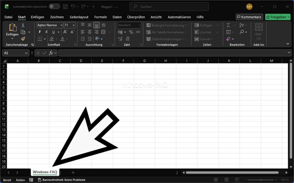Blattname im Excel