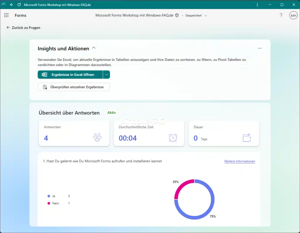 Microsoft Forms Antworten auswerten in Forms oder in Excel