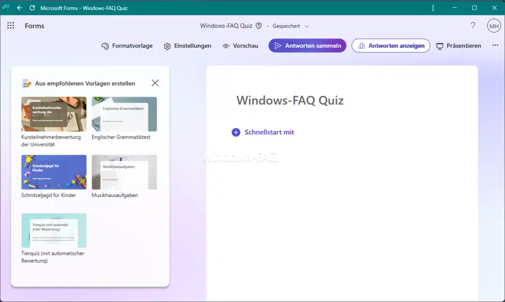 Quiz mit Microsoft Forms erstellen