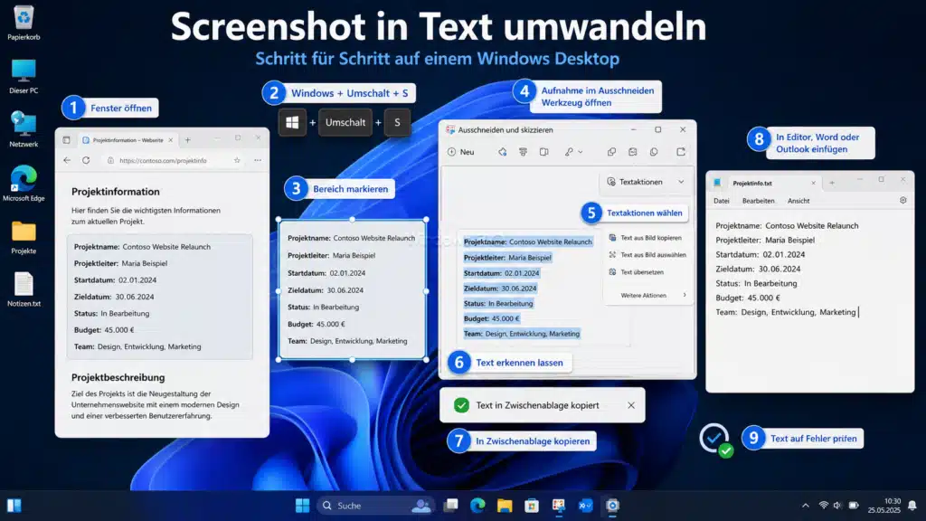 Schritt für Schritt - Screenshot in Text umwandeln