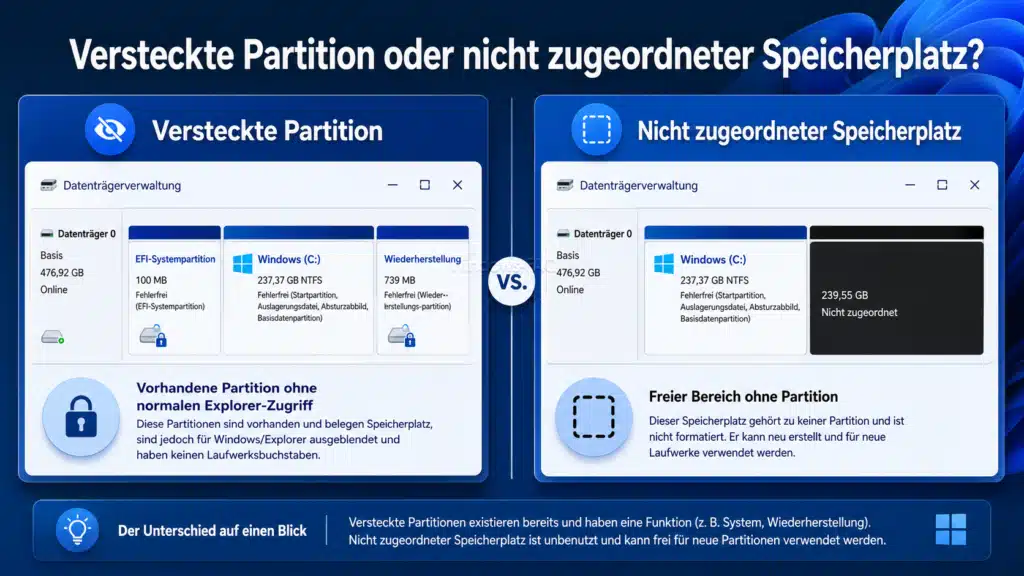 Versteckte Partition oder nicht zugeordneter Speicherplatz?