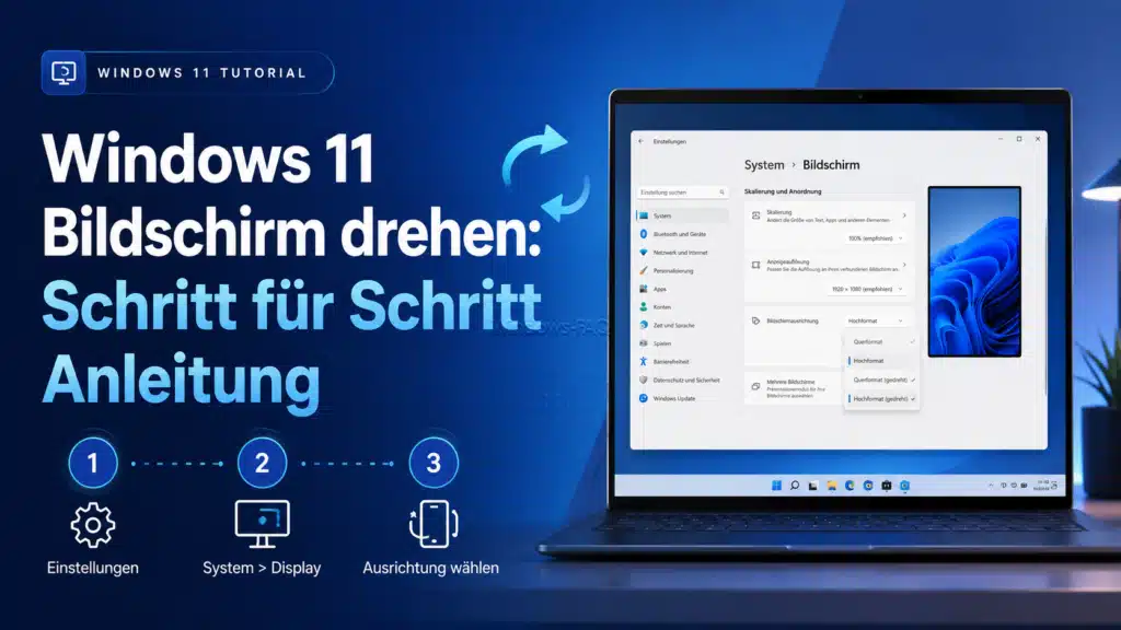 Windows 11 Bildschirm drehen Schritt für Schritt Anleitung