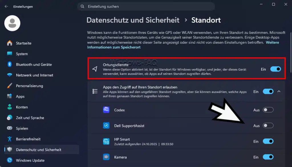 Windows Ortungsdienste Einstellungen