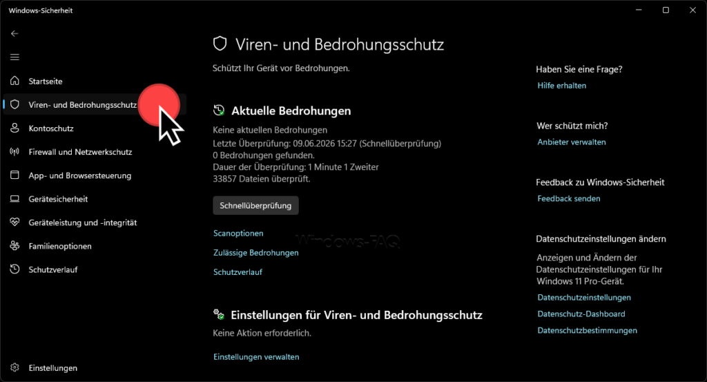 Windows-Sicherheit Viren- und Bedrohungsschutz