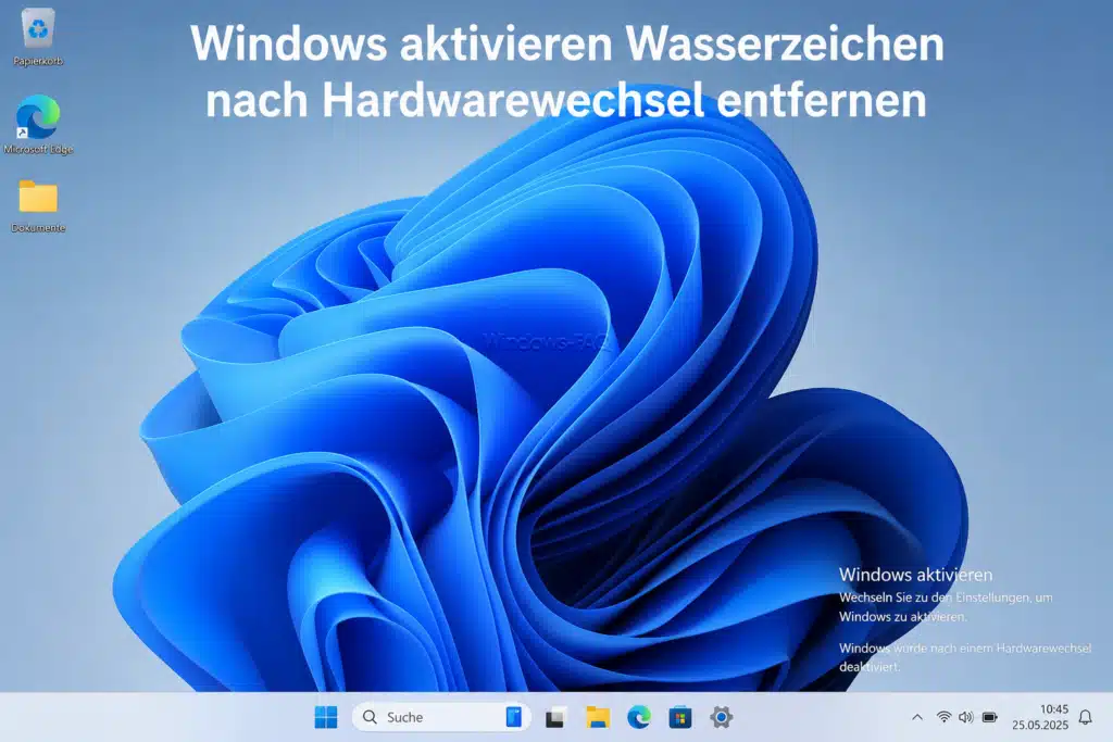 Windows aktivieren Wasserzeichen nach Hardwarewechsel entfernen
