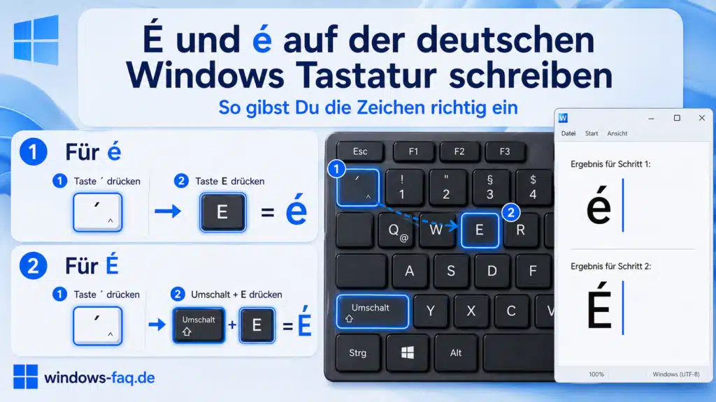 É und é auf der deutschen Windows Tastatur schreiben
