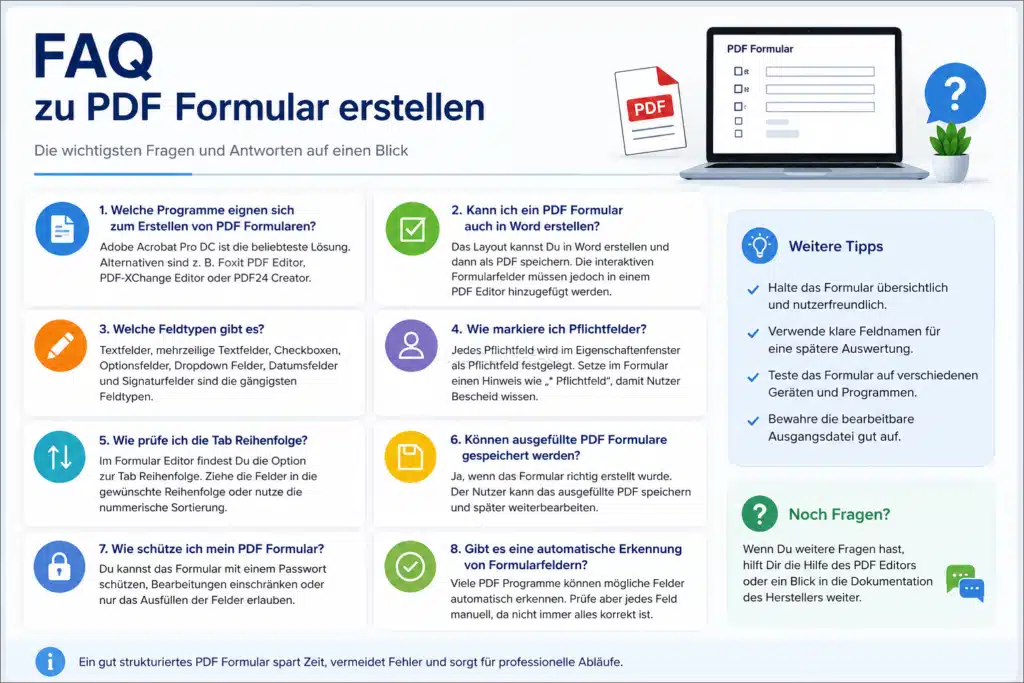 FAQ zu PDF Formular erstellen