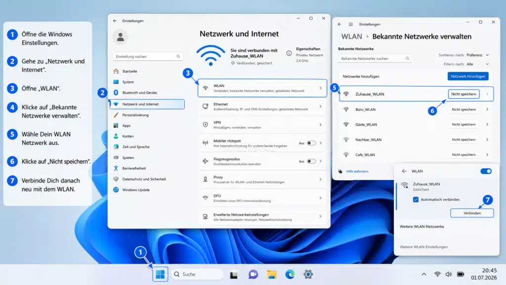 Gespeichertes WLAN Profil löschen