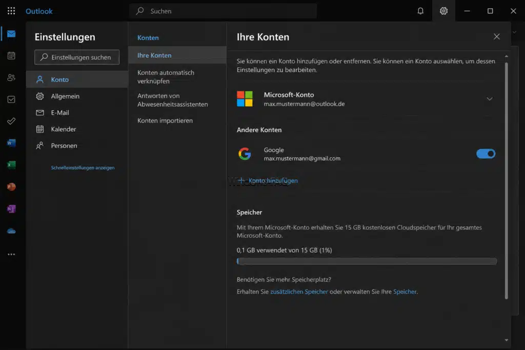 Google-Konto im neuen Outlook hinzufügen für Zugriff auf den Kalender