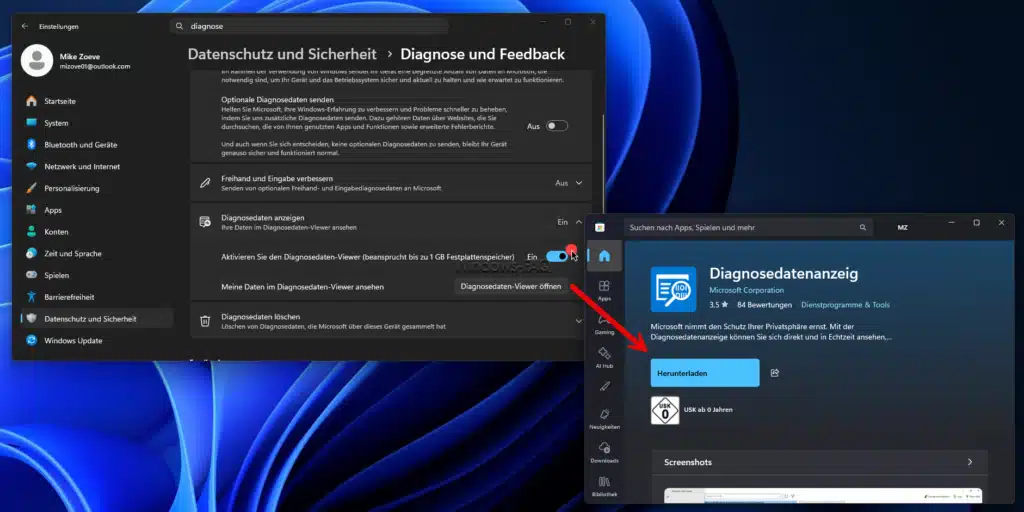 Microsoft Compatibility Telemetry Diagnosedaten und Viewer