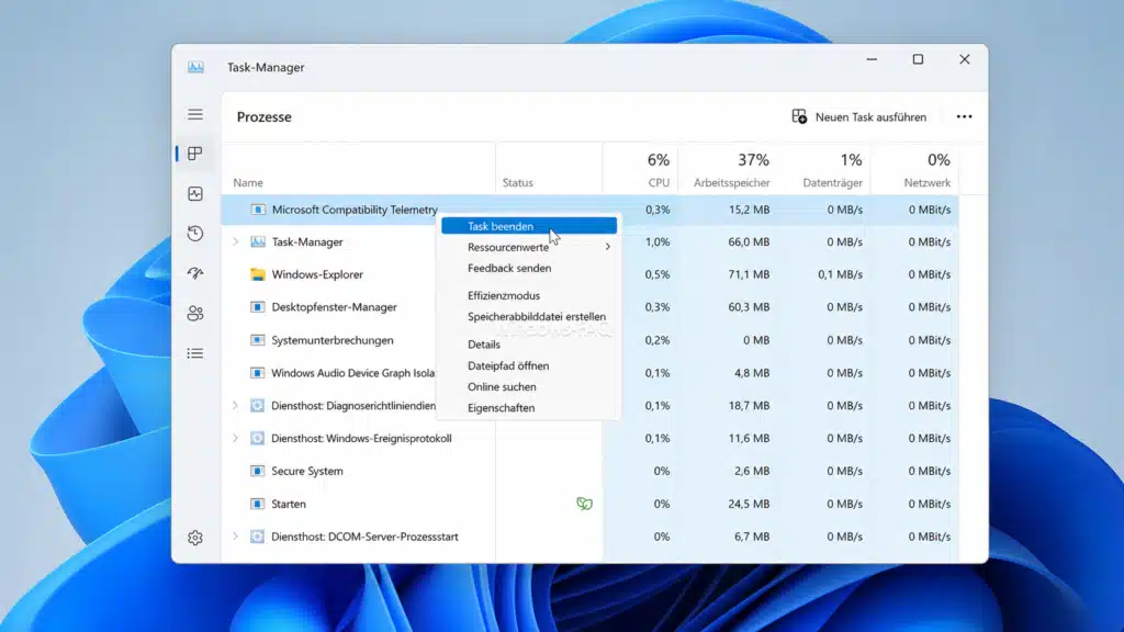 Microsoft Compatibility Telemetry Prozess beenden