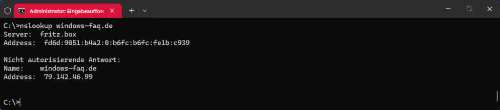 NSLOOKUP einer Domain