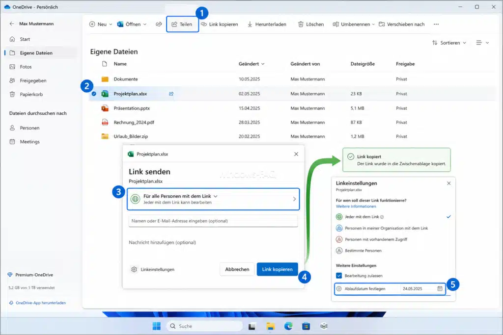 OneDrive Freigabelink erzeugen