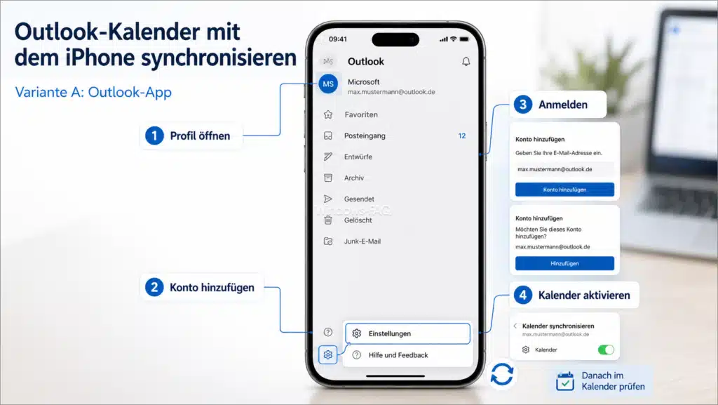 Outlook-Kalender mit dem iPhone oder iPad synchronisieren