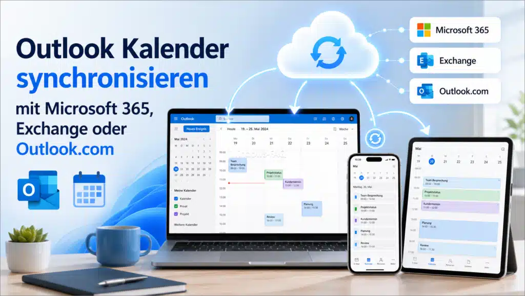 Outlook Kalender synchronisieren mit Microsoft 365, Exchange oder Outlook.com