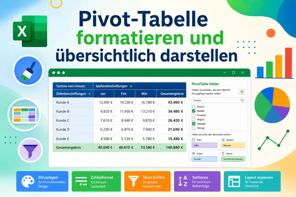 Pivot-Tabelle formatieren und übersichtlich darstellen