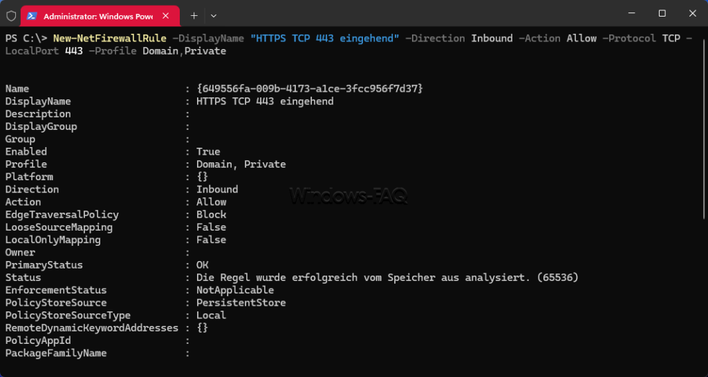 Port 443 mit PowerShell freigeben