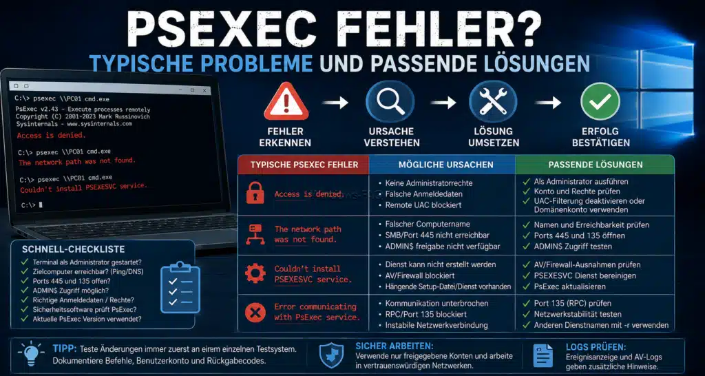 Typische PsExec Fehler und passende Lösungen