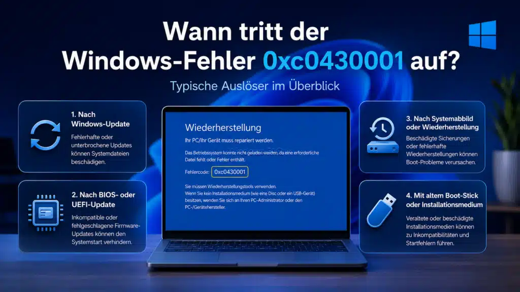 Wann tritt der Windows-Fehler 0xc0430001 auf?