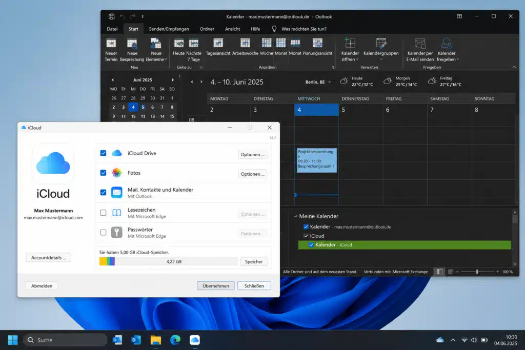 iCloud-Kalender mit dem klassischen Outlook verbinden