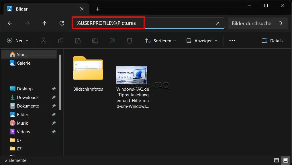 Bilder suchen in USERPROFILE Pictures