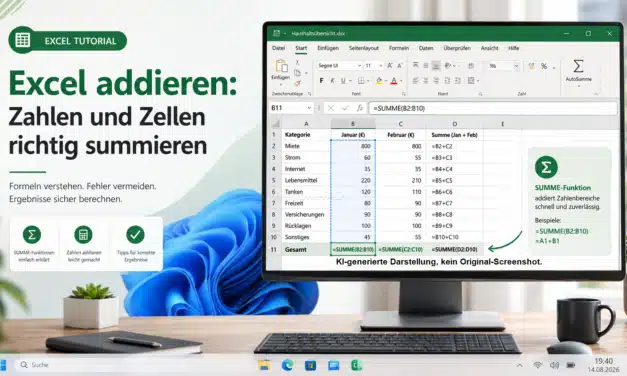 Excel addieren: Zahlen und Zellen richtig summieren