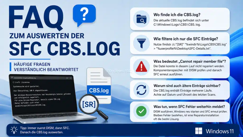 FAQ zum Auswerten der SFC CBS.log